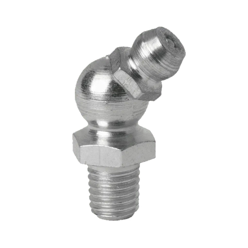 1/4x28 SAE-LT Hardened Mild Steel Zinc Plated 0.3 Inch Thread 45 Degrees Long Hydraulic Grease Nipples - Pack of 500