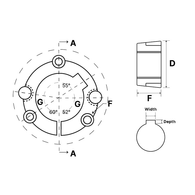 3020-42 Tapered Locking Bush with 42mm Bore