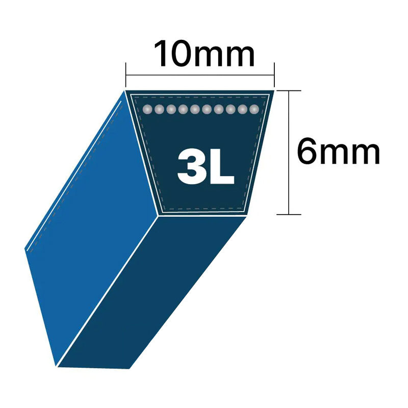 DRY-3L200K 3L Section 10x6mm Blue Cotton Dry Cover Kevlar Re-inforced Mower Wrapped V-Belt