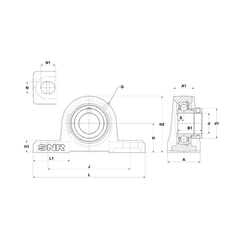 SNR ESP210N Metric Cast Iron Two Bolt Pillow / Plummer Block Housing with 50mm Eccentric Collar Insert - Allow 2-3 Days