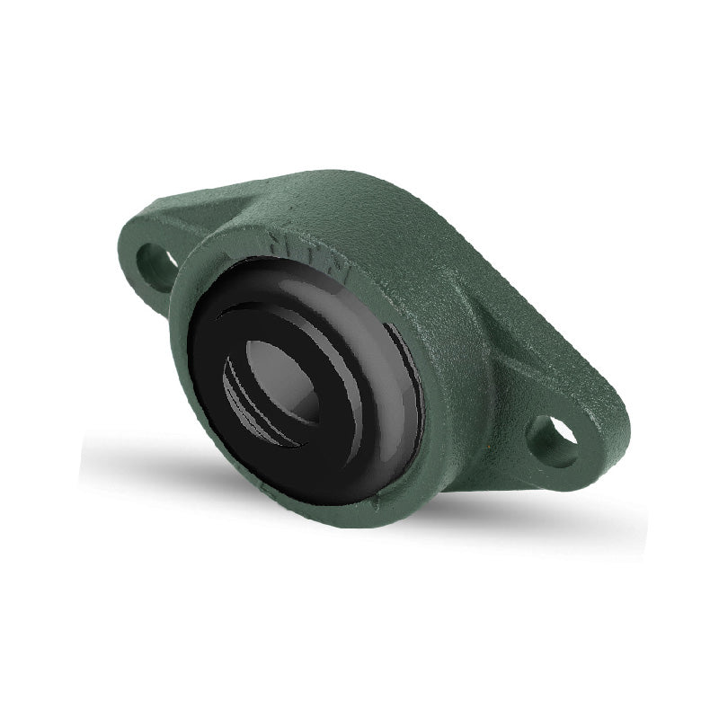 NTN S-UCFL204D1 Metric Two Bolt Oval Cast Iron Flange Housing with 20mm Bore Insert with Steel Plate Cover - Open Version - Allow 2-3 Days