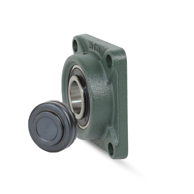 NTN SM-UCFC202D1 Metric Four Bolt Cast Iron Round Flanged Housing with 15mm Insert with Steel Plate Cover - Closed Version - Allow 2-3 Days