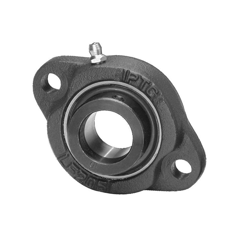 SBLF201 Metric Two Bolt Cast Iron Oval Housing with 12mm Bore Grub Screw Insert