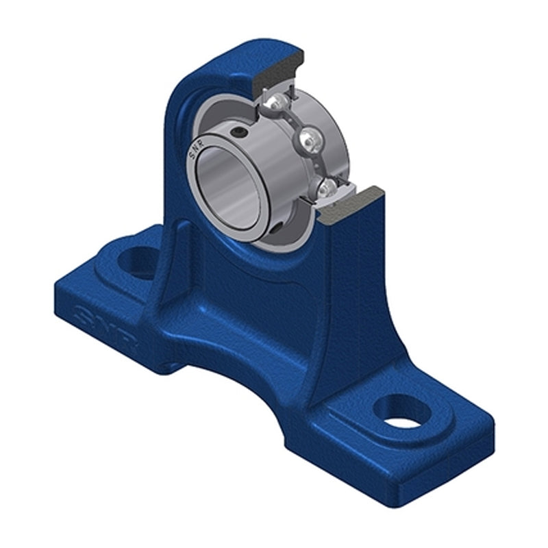 SNR UCPH202 Metric Cast Iron High Centre Height Two Bolt Pillow / Plummer Block Housing with 15mm Bore Insert - Allow 2-3 Days