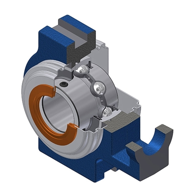 SNR UCT204CC Metric Cast Iron Take Up Unit with 20mm Bore Bearing Unit with Narrow Steel Plate Cover - Closed Version - Allow 2-3 Days