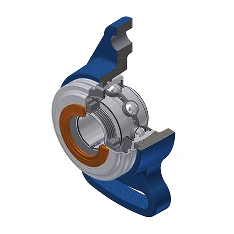 SNR UKFA206HCC Metric Cast Iron Adjustable Flange Housing with Narrow Steel Plate Cover - Closed Version - Insert and Adaptor Sleeve Fits 25mm Shaft - Allow 2-3 Days
