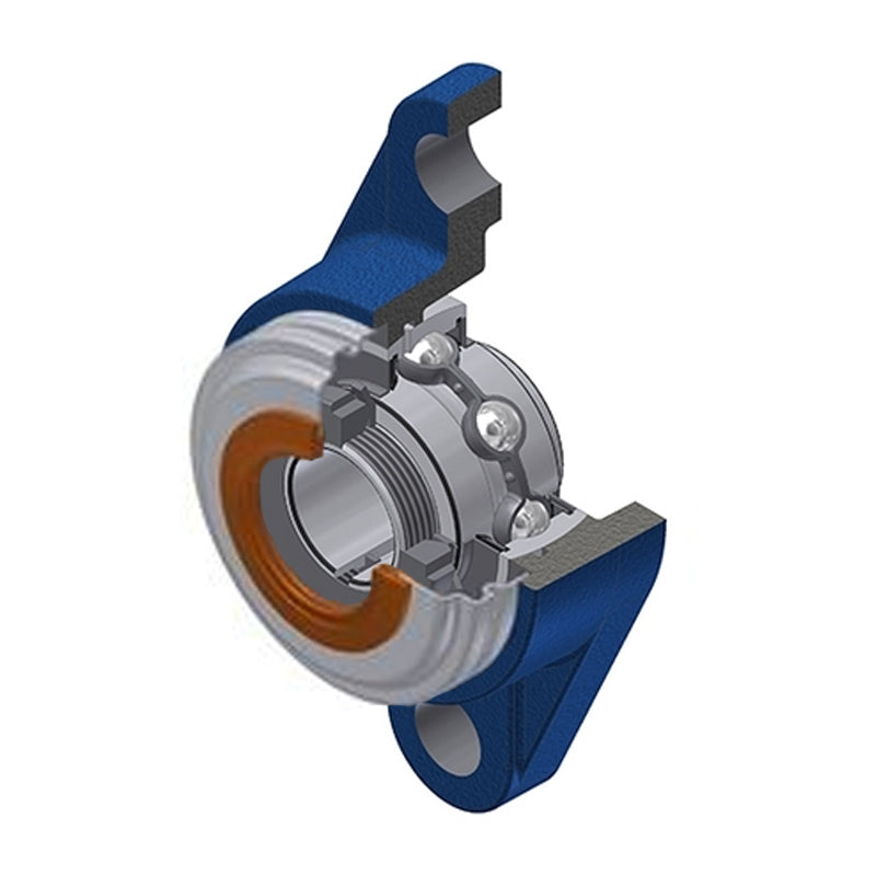 SNR UKFL206HCC Metric Two Bolt Cast Iron Oval Housing with Narrow Steel Plate Cover - Closed Version - Insert and Adaptor Sleeve Fits 25mm Shaft - Allow 2-3 Days