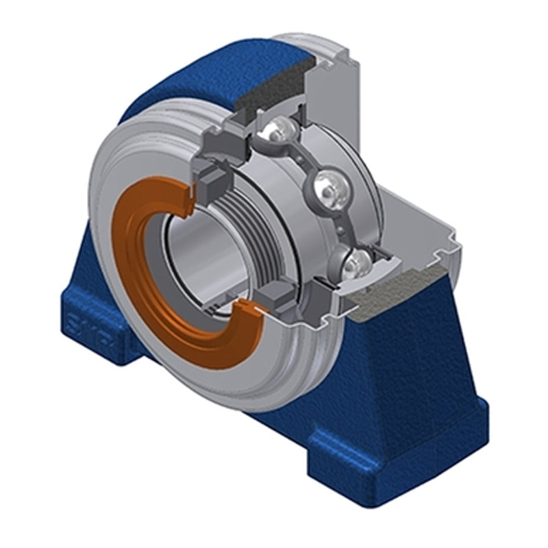 SNR UKPAE211HCO Threaded Base Small Footprint Metric Pillow / Plummer Block Housing with Narrow Steel Plate Cover - Open Version - Insert and Adaptor Sleeve Fits 50mm Shaft - Allow 2-3 Days