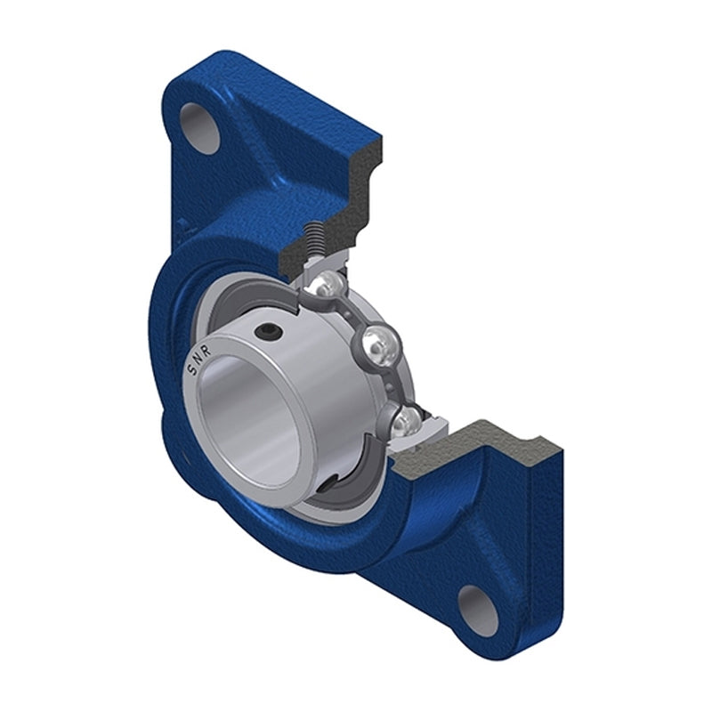 SNR USF206 Metric Four Bolt Square Cast Iron Flange Housing with 30mm Bore Insert - Allow 2-3 Days