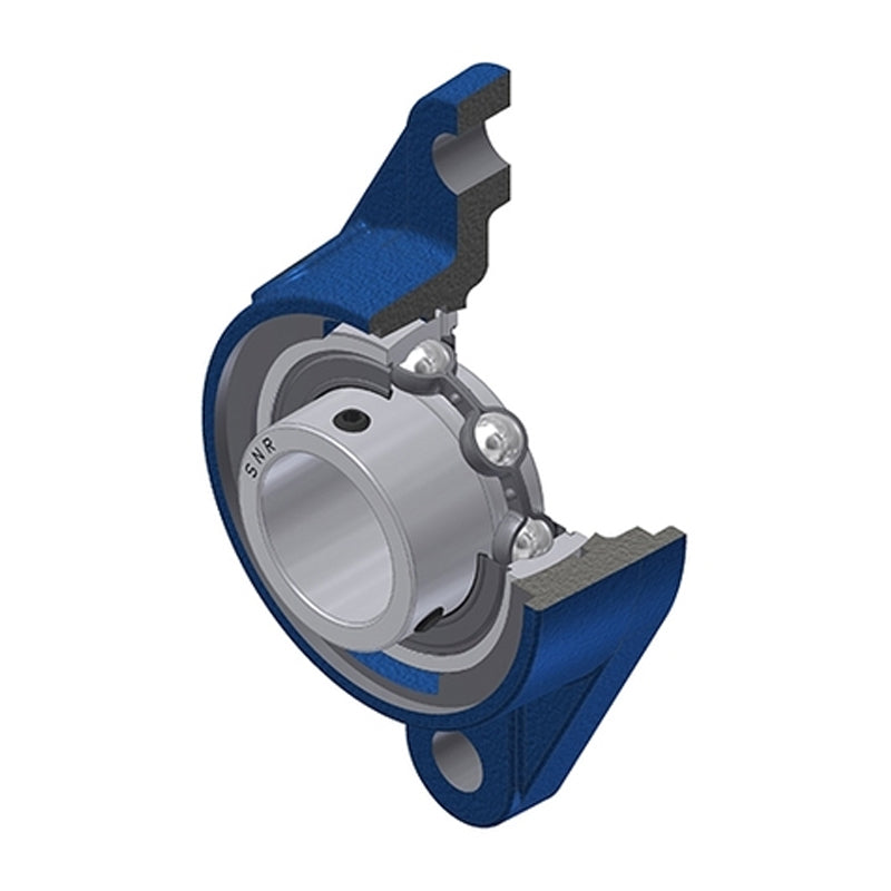 SNR USFLE207N Metric Two Bolt Oval Cast Iron Flange Housing with 35mm Bore Insert - Allow 2-3 Days