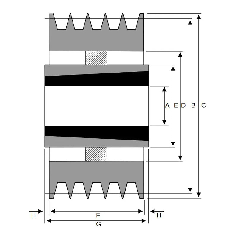 500X5SPA 500mm Pitch Diameter SPA Section Tapered Locking Bush Type Pulley with 5 Grooves (Bush not Incl.)