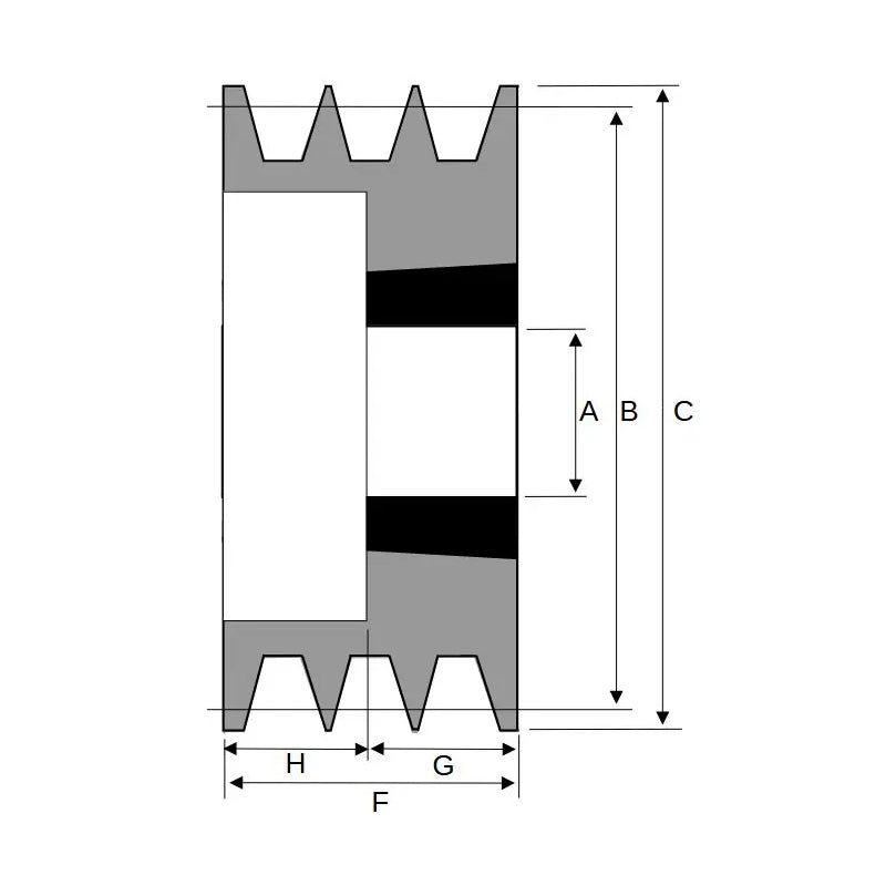 112X3SPB 112mm Pitch Diameter SPB Section Tapered Locking Bush Type Pulley with 3 Grooves (Bush not Incl.)
