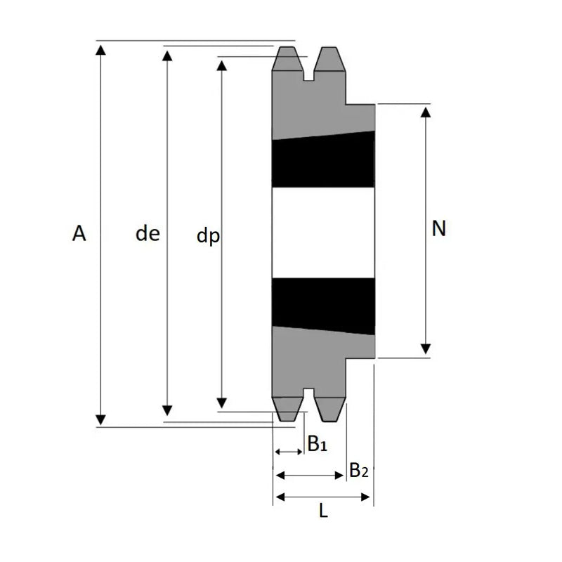 25 Tooth 08B Duplex Sprocket Tapered Locking Bush Type for 1/2 inch Pitch Chain (Bush not Incl.)