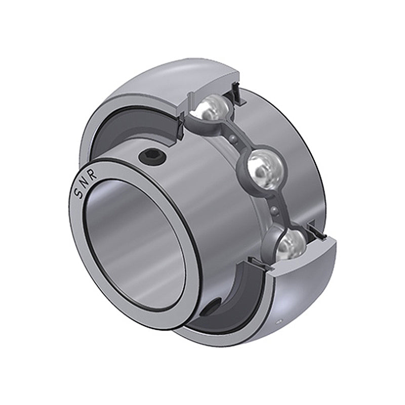 SNR UC203G2L4 Metric Full Width Spherical Outer Bearing Insert 17mm Bore 47mm Outside Diameter with Grub Screws and Multi Lip Seals - Allow 2-3 Days