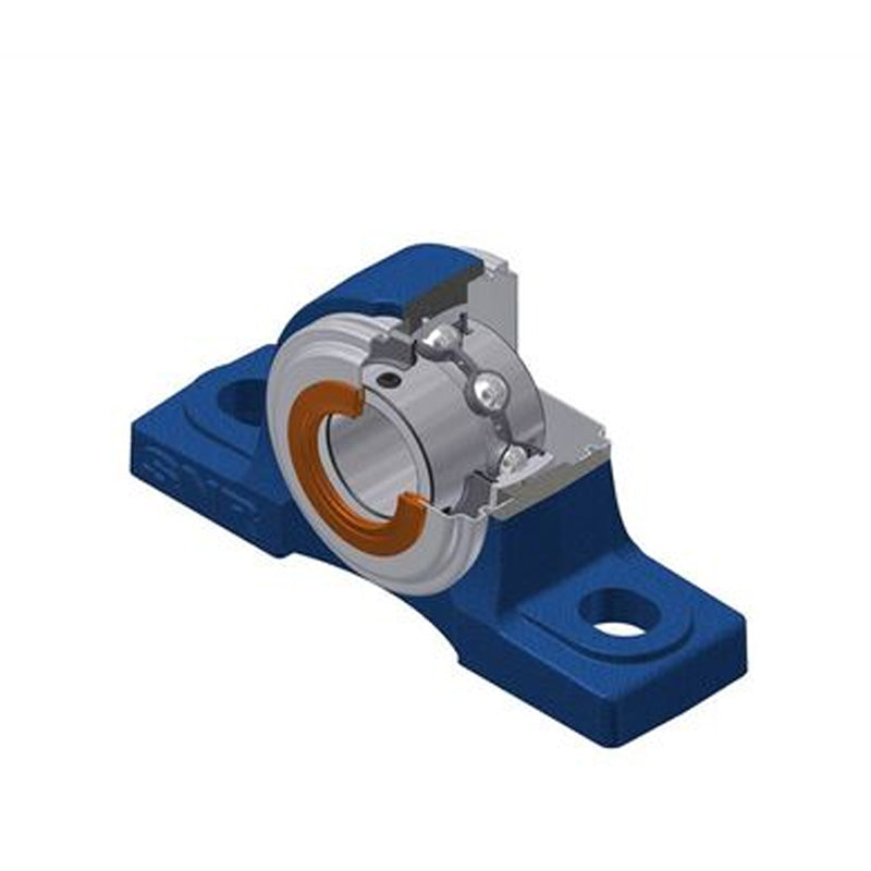 SNR UCP206CO Metric Cast Iron Two Bolt Pillow / Plummer Block Housing 30mm Bore Insert with Steel Plate Cover - Open Version - Allow 2-3 Days