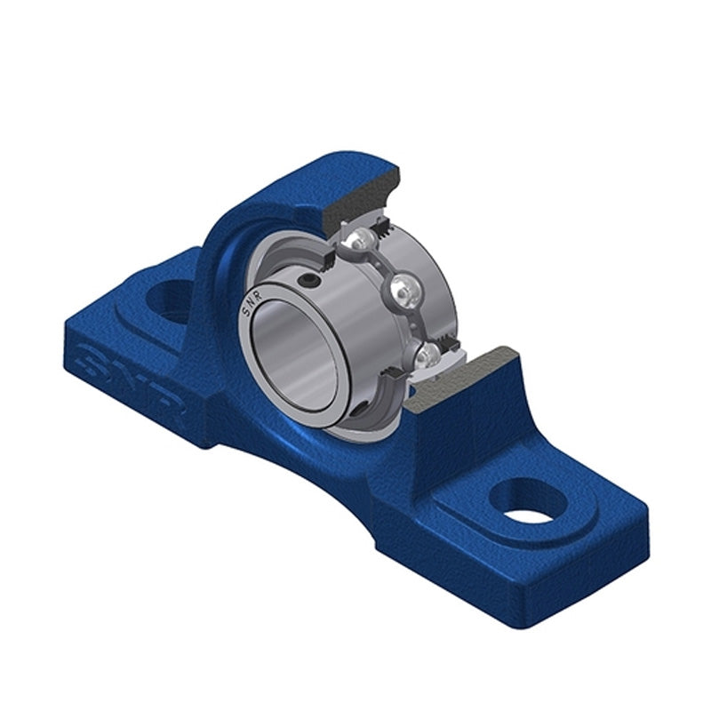 SNR UCP210L3 Metric Cast Iron Two Bolt Pillow / Plummer Block Housing with 50mm Bore Insert with Triple Lip Seal