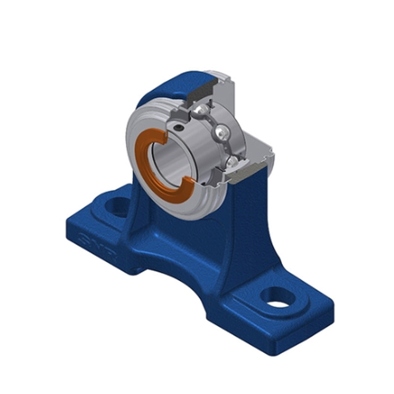 SNR UCPH208CC Metric Cast Iron High Centre Height Two Bolt Pillow / Plummer Block Housing with 40mm Bore Insert with Narrow Steel Plate Cover - Closed Version - Allow 2-3 Days