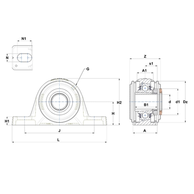 SNR UKPLE211HCO Metric Cast Iron Two Bolt Pillow / Plummer Block Housing with Narrow Steel Plate Cover - Open Version - Insert and Adaptor Sleeve Fits 50mm Shaft - Allow 2-3 Days