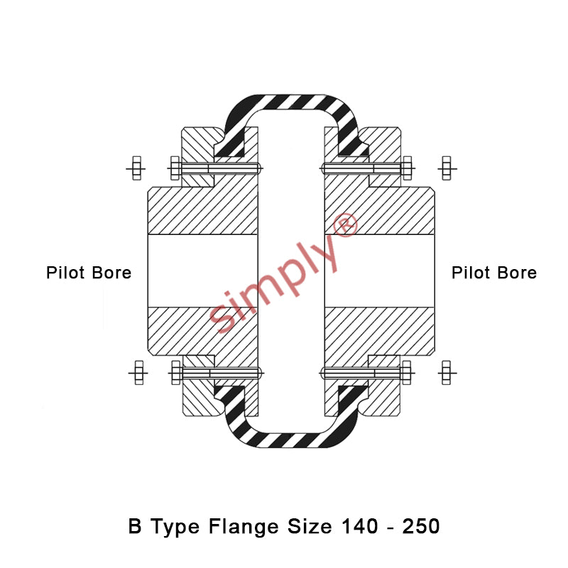 Major Brand F250B/F250B Pilot Bored Tyre Drive Coupling Assembly with Natural Rubber Tyre