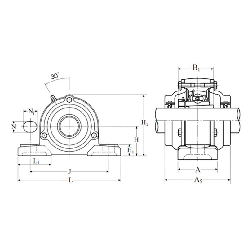 NTN C-UKP213SD1/HS2313X Imperial Cast Iron Two Bolt Pillow / Plummer Block Housing with Cast Iron Cover - Open Version - Insert and Adaptor Sleeve Fits 2-3/8 inch Shaft - Allow 2-3 Days