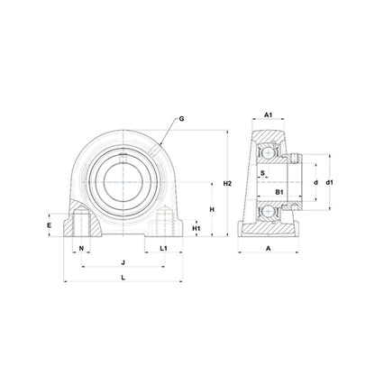 SNR ESPA212 Threaded Base Small Footprint Metric Pillow / Plummer Block Housing with Eccentric Collar Insert 60mm Bore - Allow 2-3 Days