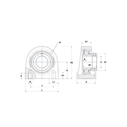 SNR ESPG207 Threaded Base Small Footprint Metric Pillow / Plummer Block Housing Supplied with Eccentric Collar Insert 35mm Bore - Allow 2-3 Days