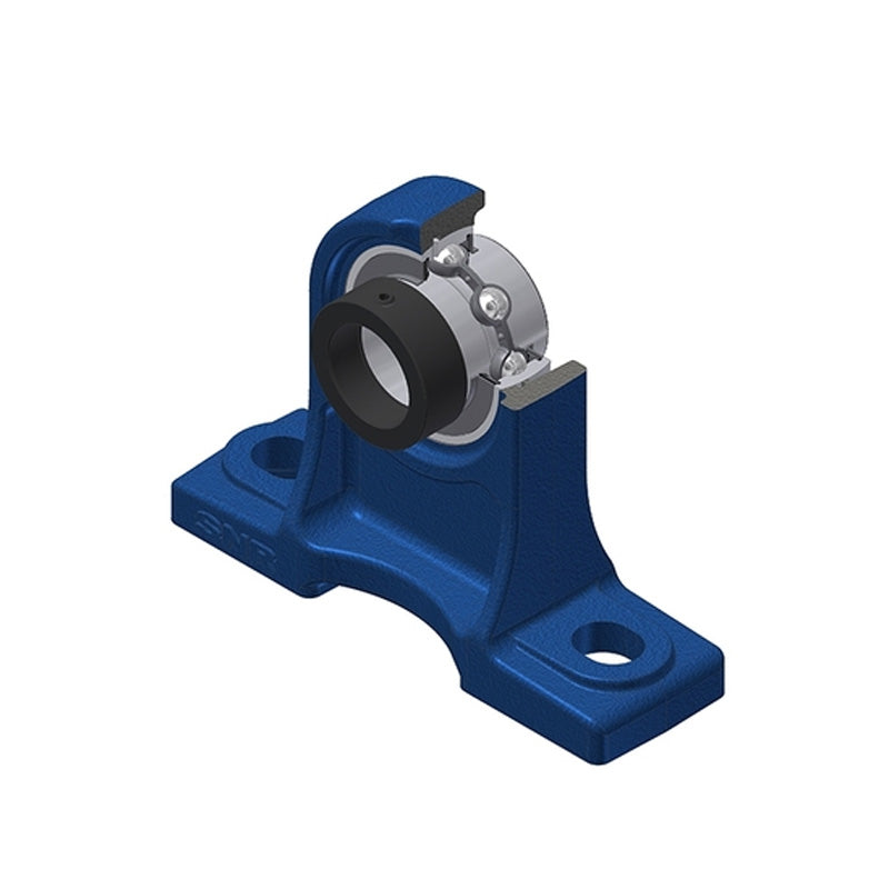 SNR EXPH208 Metric Cast Iron High Centre Height Two Bolt Pillow / Plummer Block Housing with 40mm Bore Eccentric Collar Insert - Allow 2-3 Days