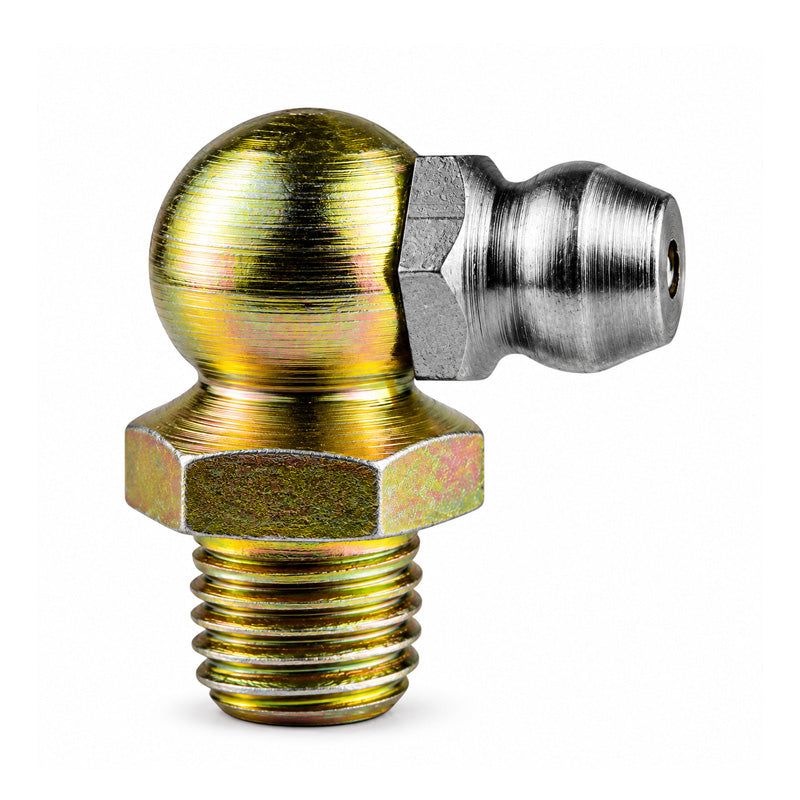 1/4x28 SAE-LT Hardened Mild Steel Zinc Plated 0.3 Inch Thread 90 Degrees Long Hydraulic Grease Nipples - Pack of 500