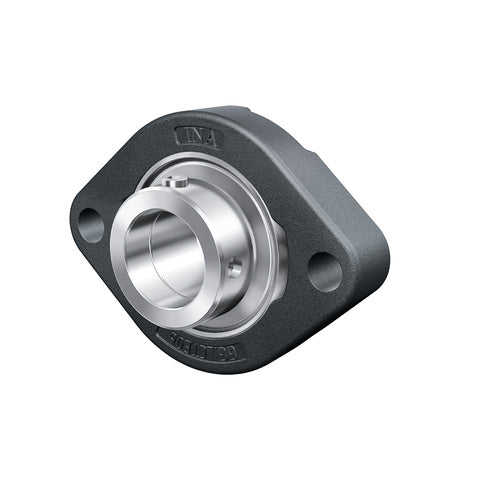 INA FLCTEY25XL Two Bolt Cast Iron Oval Housing with Grub Screw Insert 25mm Bore