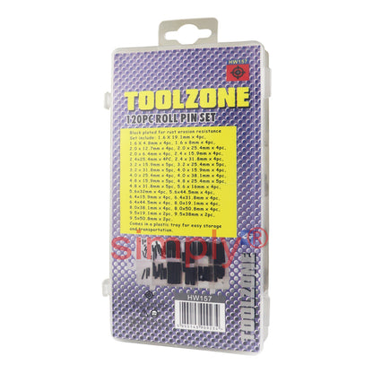 Toolzone 120pc Assorted Roll Pin Kit
