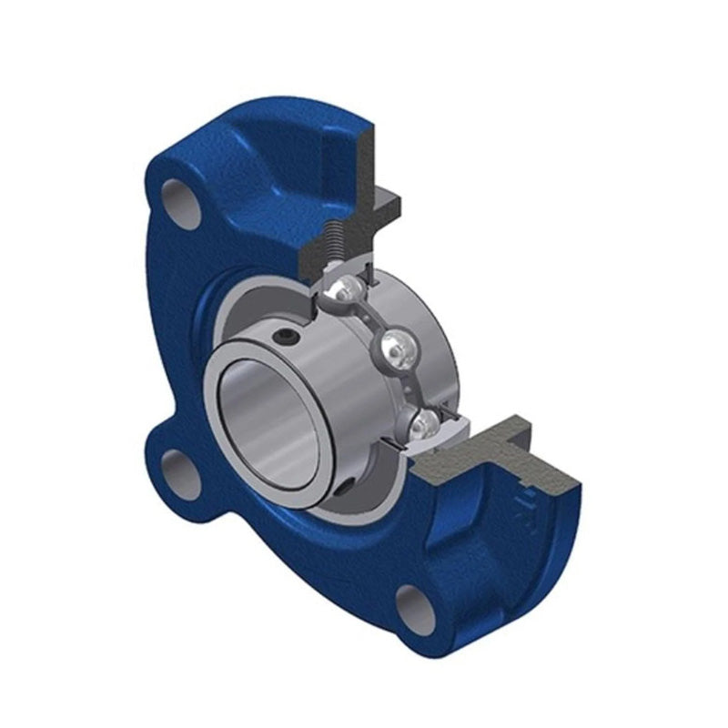 NTN C-UCF211-201D1 Imperial Four Bolt Square Cast Iron Flange Housing with 2-1/16 inch Bore Insert with Cast Iron Cover - Open Version - Allow 2-3 Days