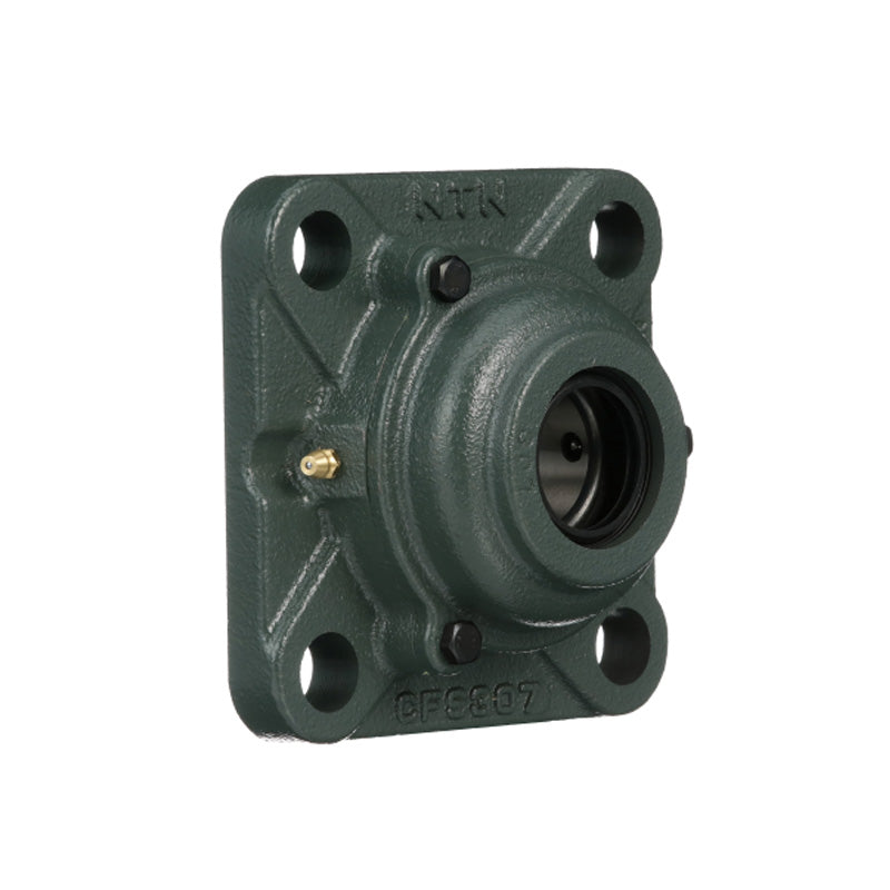 NTN C-UKF306ED1/HE2306X Imperial Four Bolt Square Cast Iron Housing with Cast Iron Cover - Open Version - Insert and Adaptor Sleeve Fits 1 inch Shaft - Allow 2-3 Days
