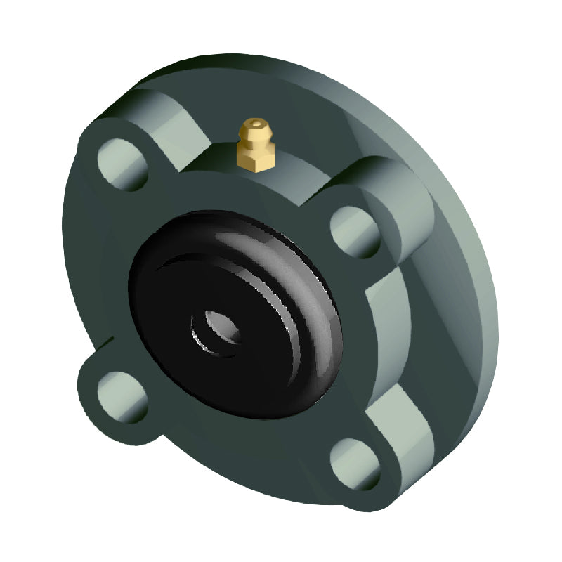 NTN S-UCFC202-009D1 Imperial Four Bolt Cast Iron Round Flanged Housing with 9/16 inch Insert with Steel Plate Cover - Open Version - Allow 2-3 Days