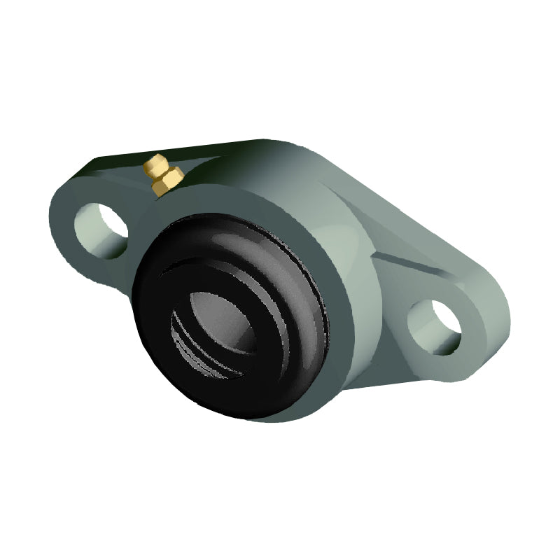 NTN S-UCFLX06-104D1 Imperial Two Bolt Oval Cast Iron Flange Housing with 1-1/4 inch Bore Insert with Steel Plate Cover - Open Version - Allow 2-3 Days