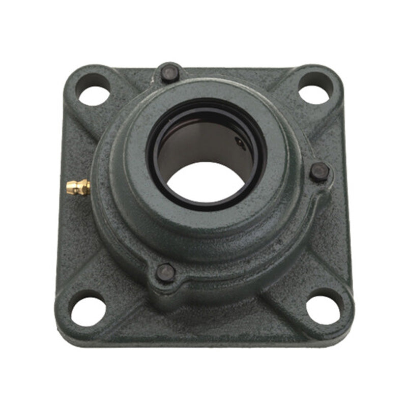 NTN S-UKF206SD1/HS2306 Imperial Four Bolt Square Cast Iron Housing with Steel Plate Cover - Open Version - Insert and Adaptor Sleeve Fits 7/8 inch Shaft - Allow 2-3 Days