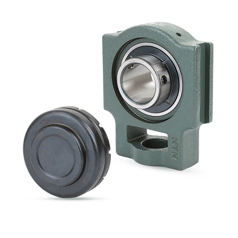 NTN M-SM-UCT212-207D1 Imperial Cast Iron Take Up Unit with 2-7/16 inch Bore Bearing Unit with Steel Plate Cover - Closed Version - Allow 2-3 Days