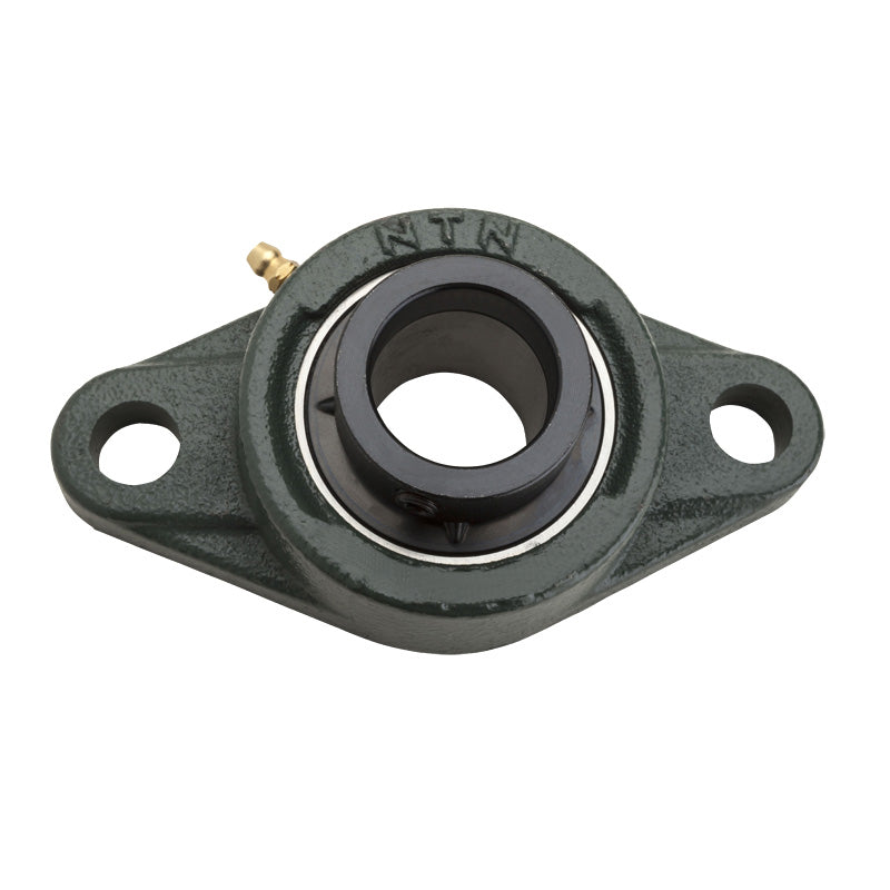 NTN M-UELFL207D1 Metric Two Bolt Cast Iron Oval Housing with 35mm Bore Eccentric Collar Insert - Allow 2-3 Days
