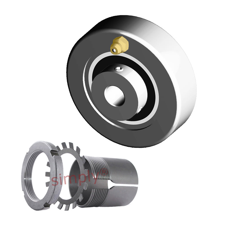 NTN UKC308D1/H2308X Metric Cast Iron Cartridge Unit with Adaptor Sleeve Mounted and 35mm Bore Insert 120mm Outside Dia - Allow 2-3 Days