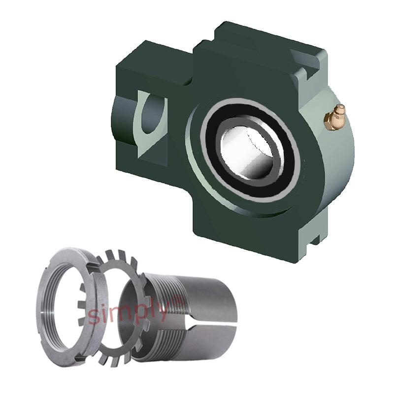 NTN UKT320D1/HA2320 Imperial Cast Iron Take Up Unit Insert and Adaptor Sleeve Fits 3-7/16 inch Shaft - Allow 2-3 Days