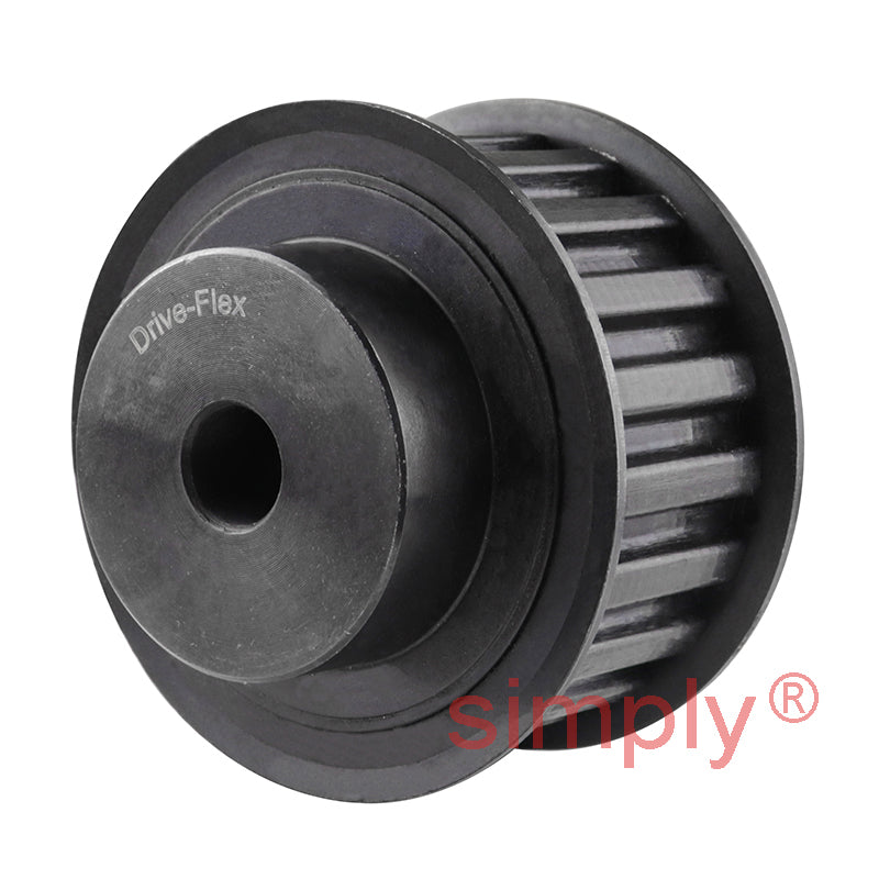 P19-H-075F - 1/2 inch Pitch 19 Tooth Flanged Pilot Bored Steel Timing Pulley for 3/4 inch Wide Belts
