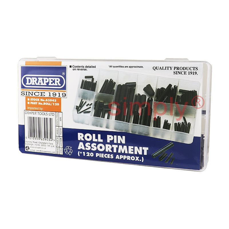 120 Piece Assorted Roll Pin Kit