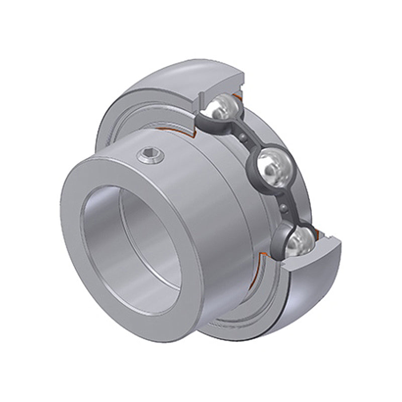 SNR SES205 Metric Stainless Flatback Spherical Outer Food Safe Bearing Insert 25mm Bore 52mm Outside Diameter with Eccentric Collar - Allow 2-3 Days