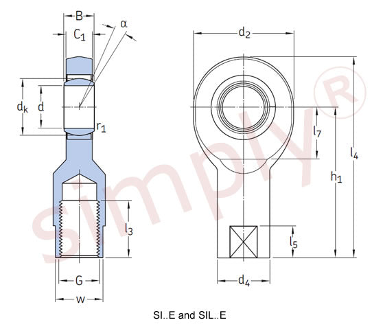 SKF SIL25ES Left Hand Steel / Steel Plain Female Rod End M24x2 Thread