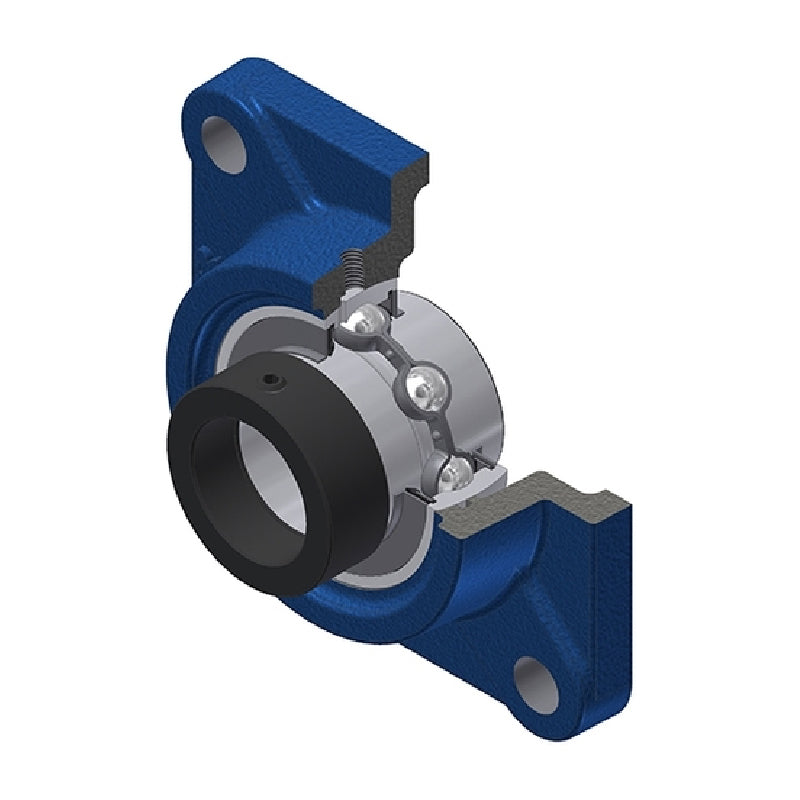 SNR EXF202 Metric Four Bolt Square Cast Iron Flange Housing with 15mm Bore Eccentric Collar Insert - Allow 2-3 Days