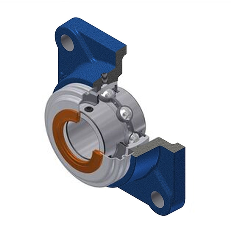SNR UCF201-08CC Imperial Four Bolt Square Cast Iron Flange Housing with 1/2 inch Bore Insert with Narrow Steel Plate Cover - Closed Version - Allow 2-3 Days