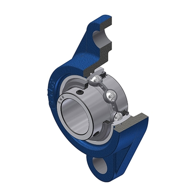 SNR UCFL209L3 Metric Two Bolt Oval Cast Iron Flange Housing with 45mm Bore Insert with Triple Lip Seal - Allow 2-3 Days