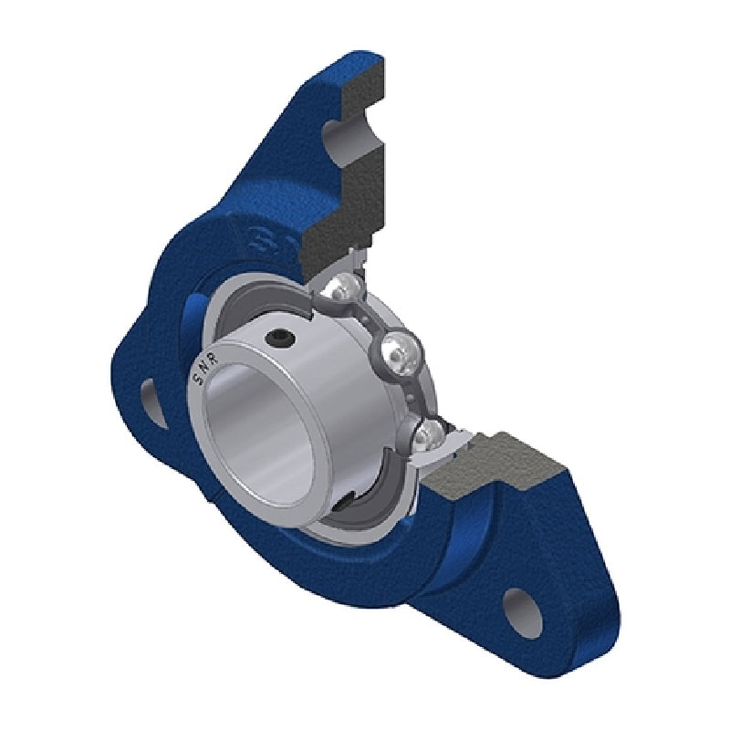 SNR USFTE203 Metric Three Bolt Cast Iron Triangular Housing with 17mm Bore Insert - Allow 2-3 Days