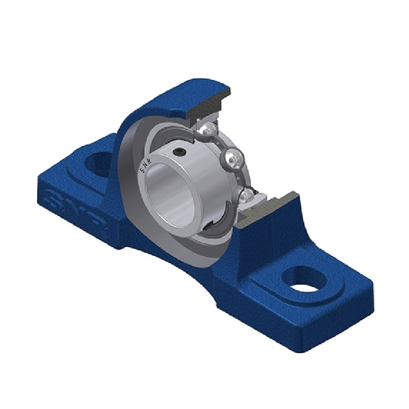 SNR USP211N Metric Cast Iron Two Bolt Pillow / Plummer Block Housing with 55mm Bore Insert - Allow 2-3 Days