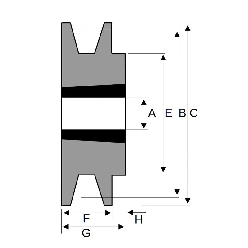 63X1SPA 63mm Pitch Diameter SPA Section Tapered Locking Bush Type Pulley with 1 Groove (Bush not Incl.)