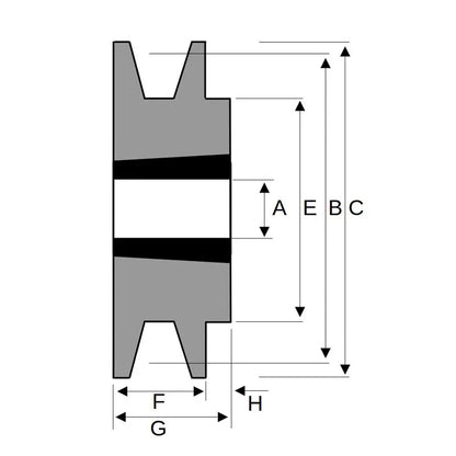 118X1SPA 118mm Pitch Diameter SPA Section Tapered Locking Bush Type Pulley with 1 Groove (Bush not Incl.)